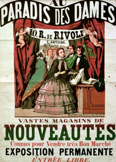 Cartaz publicitário &39;Au Paradis des Dames&39;, loja parisiense, 1856 de Jean Alexis Rouchon